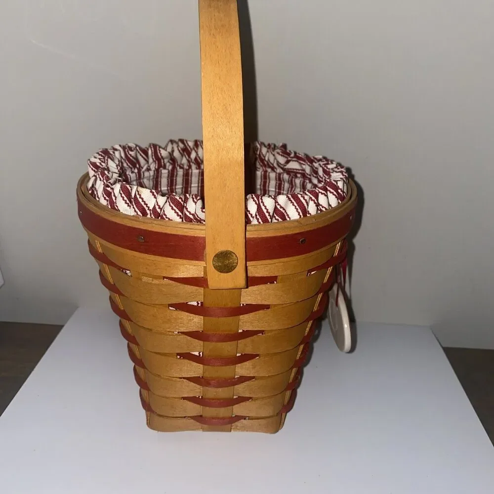 Longaberger 1996 Sweetheart Bouquet Basket Combo Protector Liner & Tie-On